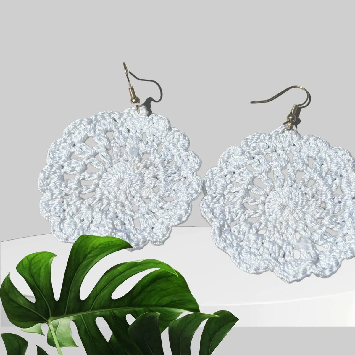Amani’s Collection White Crochet Daisy Earrings Makuwa Swim Wear