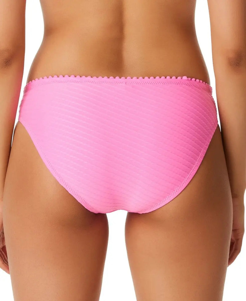Pretty in Pique Side-Shirred Bikini Bottoms in Femme Jessica Simpson