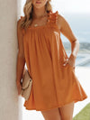 Full Size Frill Pocketed Square Neck Wide Strap Dress Trendsi