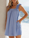 Full Size Frill Pocketed Square Neck Wide Strap Dress Trendsi