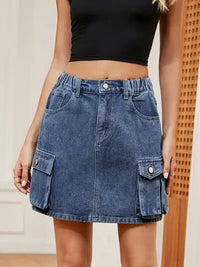 High Waist Denim Skirt Trendsi