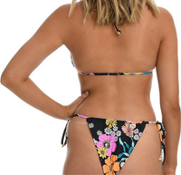 Hobie womens Triangle Halter Swimsuit Bikini Top, Black Peace, Love, & Daisies Hobie