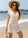 Openwork V-Neck Cap Sleeve Cover-Up Trendsi