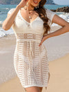 Openwork V-Neck Cap Sleeve Cover-Up Trendsi