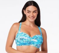 Bleu Rod Beattie Shirred Bandeau Bikini Top w/Underwire, From Paradise Found Bleu Rod