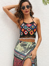 Geometric Halter Neck Swim Top Trendsi