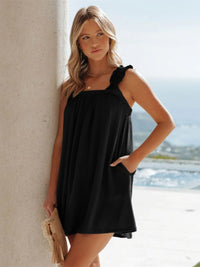 Full Size Frill Pocketed Square Neck Wide Strap Dress Trendsi