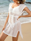 Openwork V-Neck Cap Sleeve Cover-Up Trendsi