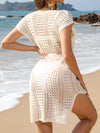 Openwork V-Neck Cap Sleeve Cover-Up Trendsi