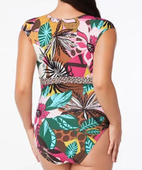 Bleu by Rod Beattie Printed Cap-Sleeve One-Piece Swimsuit Women's Swimsuit Bleu Rod
