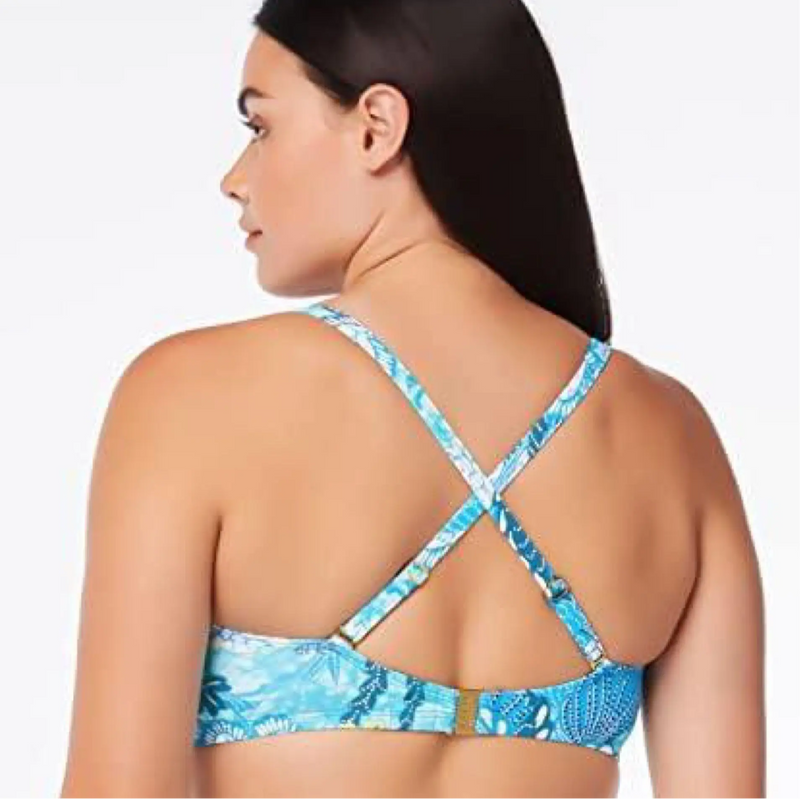 Bleu Rod Beattie Shirred Bandeau Bikini Top w/Underwire, From Paradise Found Bleu Rod