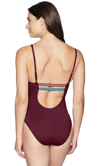 Women's La Blanca Running Stitch One-Piece Swimsuit, Size 10