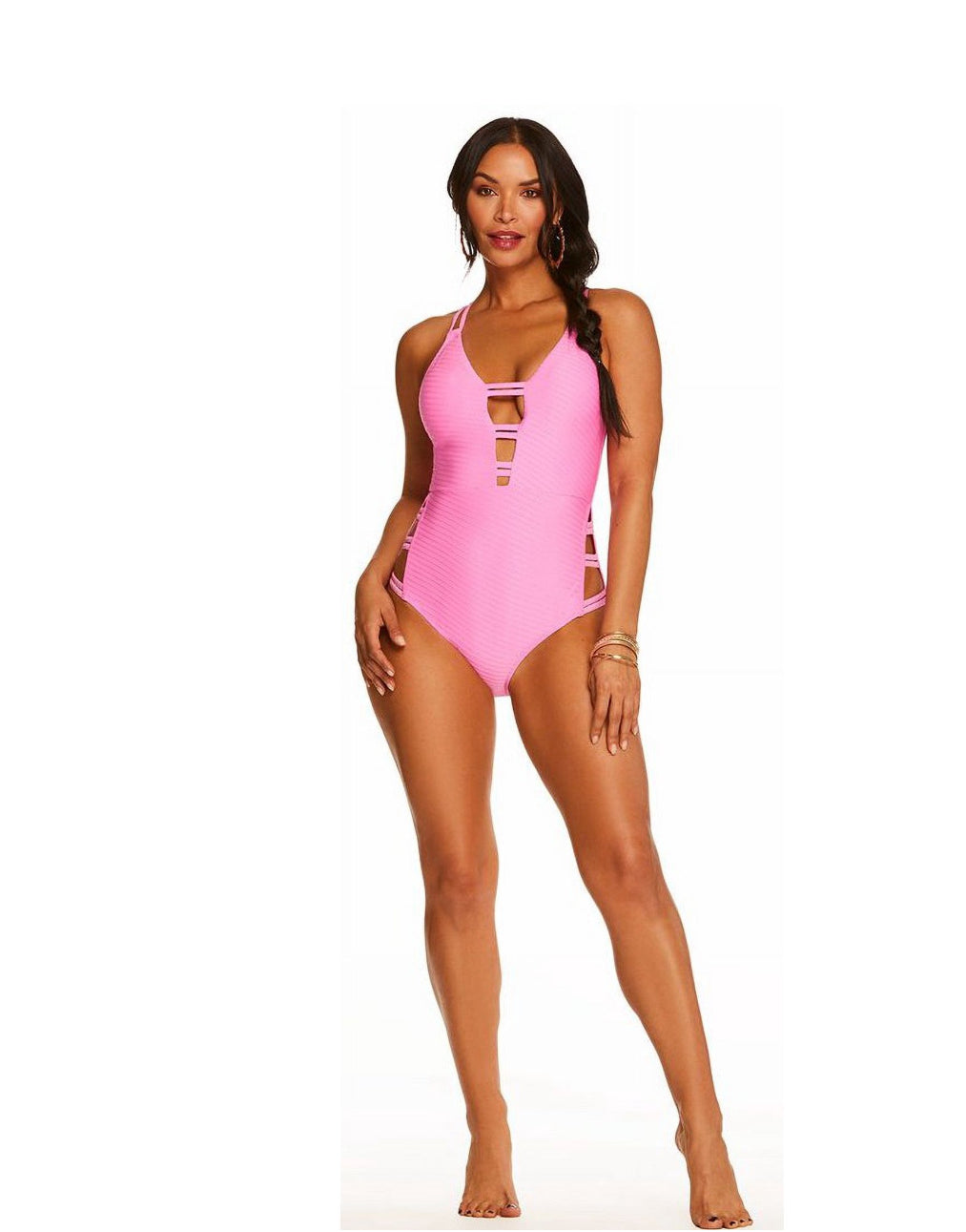 Jessica Simpson Women's Pretty in Pique Strappy One-Piece Swimsuit Women's Swimsuit