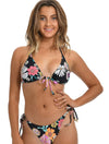 Hobie womens Triangle Halter Swimsuit Bikini Top, Black Peace, Love, & Daisies Hobie