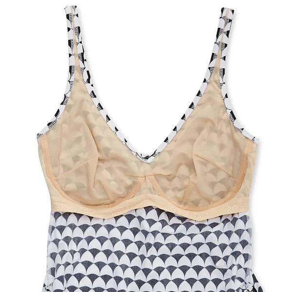 Rosa Faia Underwired Tankini Top, Black and White D-H Cup