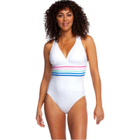 La Blanca Womens Spectrum Striped Strappy One-Piece Swimsuit