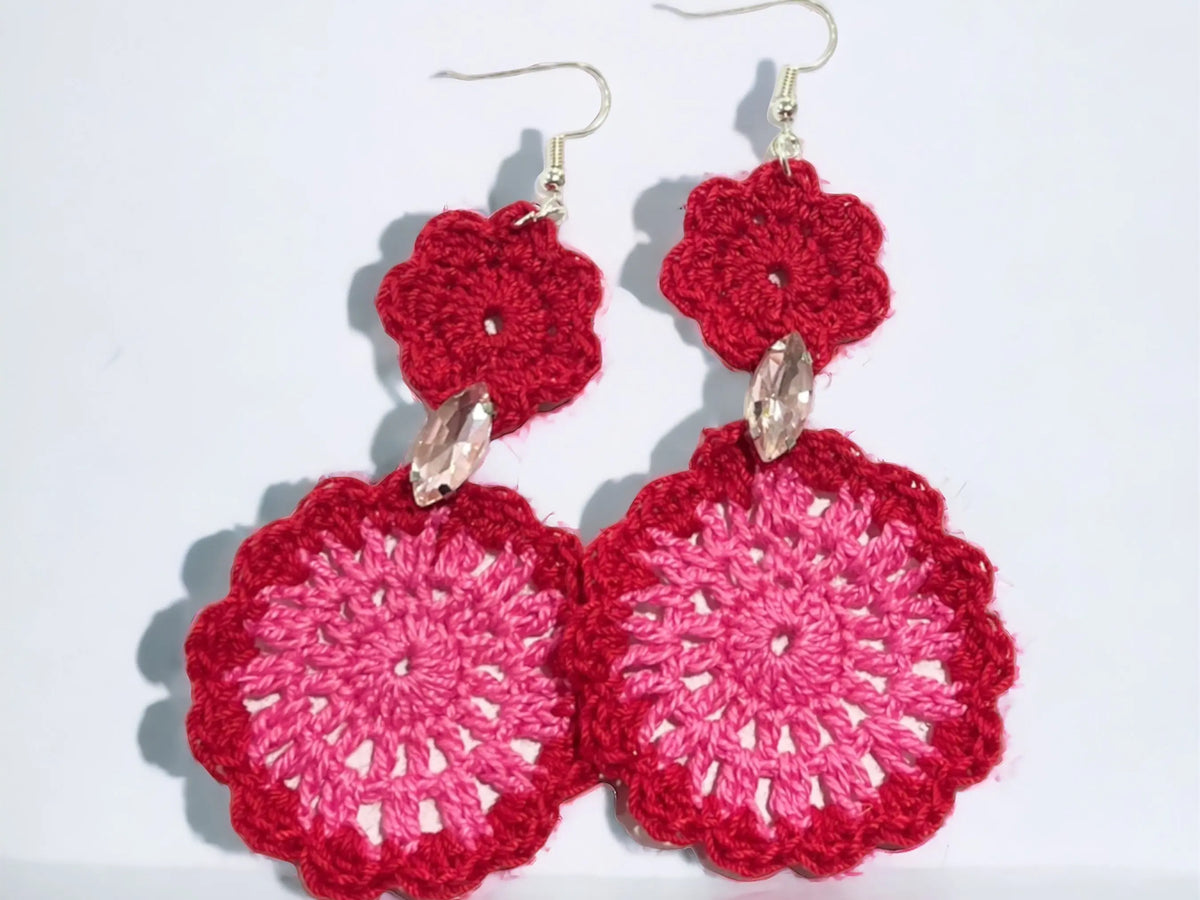 Amani’s Valentines Crochet Daisy Stone Earrings WearMSW