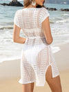 Openwork V-Neck Cap Sleeve Cover-Up Trendsi