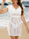 Openwork V-Neck Cap Sleeve Cover-Up Trendsi