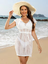 Openwork V-Neck Cap Sleeve Cover-Up Trendsi