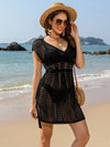 Openwork V-Neck Cap Sleeve Cover-Up Trendsi