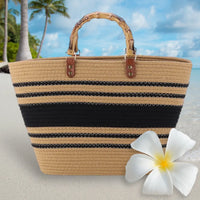 Handmade Woven Straw Beach Tote Purse Bag Makuwa Swim Wear