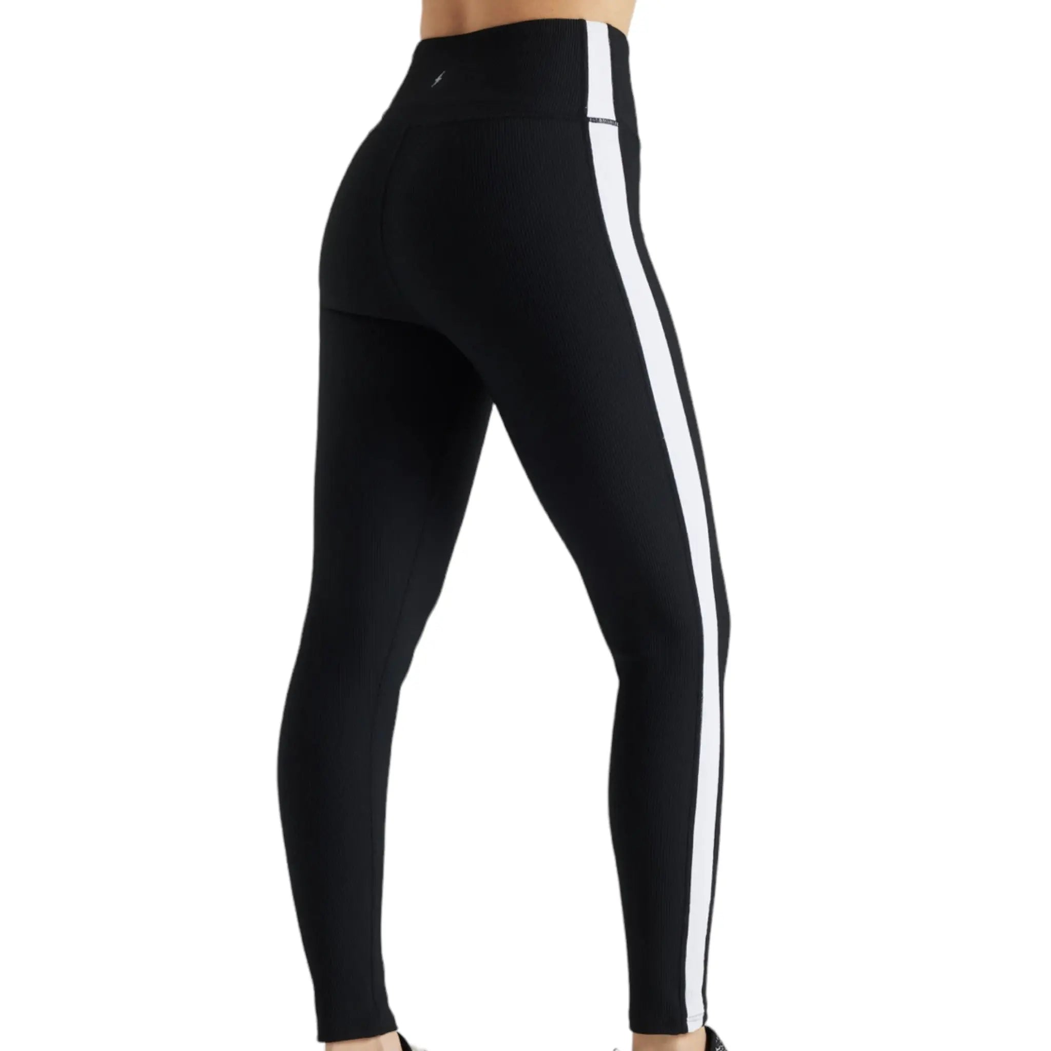 EY Black White Color Block Rib Leggings Electric Yoga