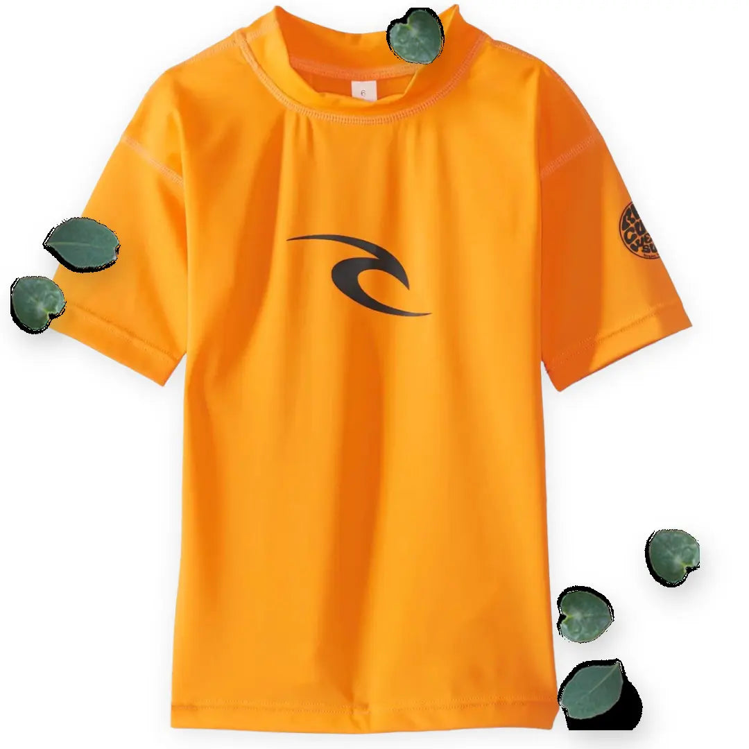 Rip Curl Kids" Orange Short Sleeve UV Rashguard UPF 50+ Swim Outlet