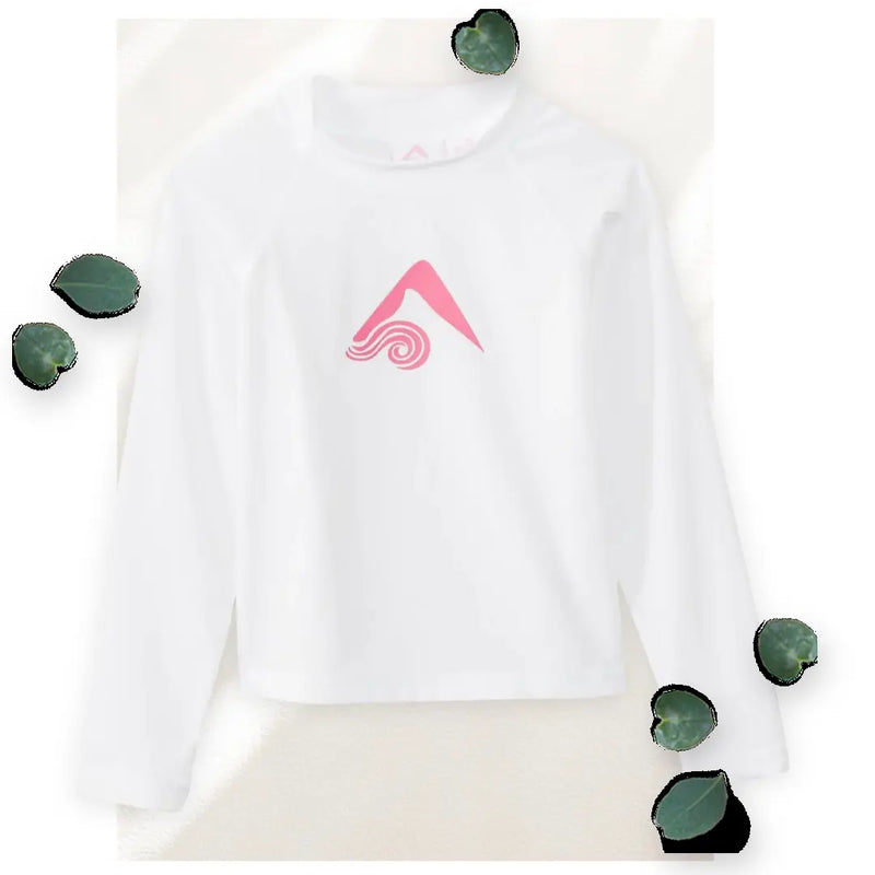 Kanu Surf Girls' White Long Sleeve UV Rashguard UPF 50+ Swim Outlet