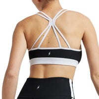 EY Black White Color Block Rib Bra Electric Yoga