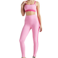 EY Pink Color Block Rib Legging Electric Yoga