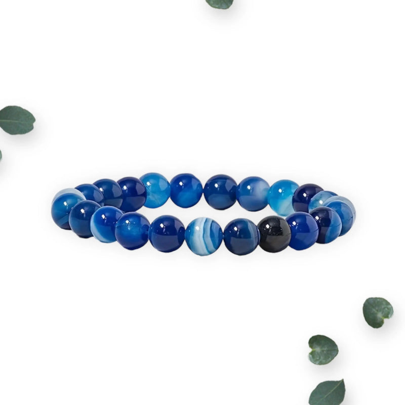 Blue Striped Agate Stone Bracelet Makuwa Swim Wear