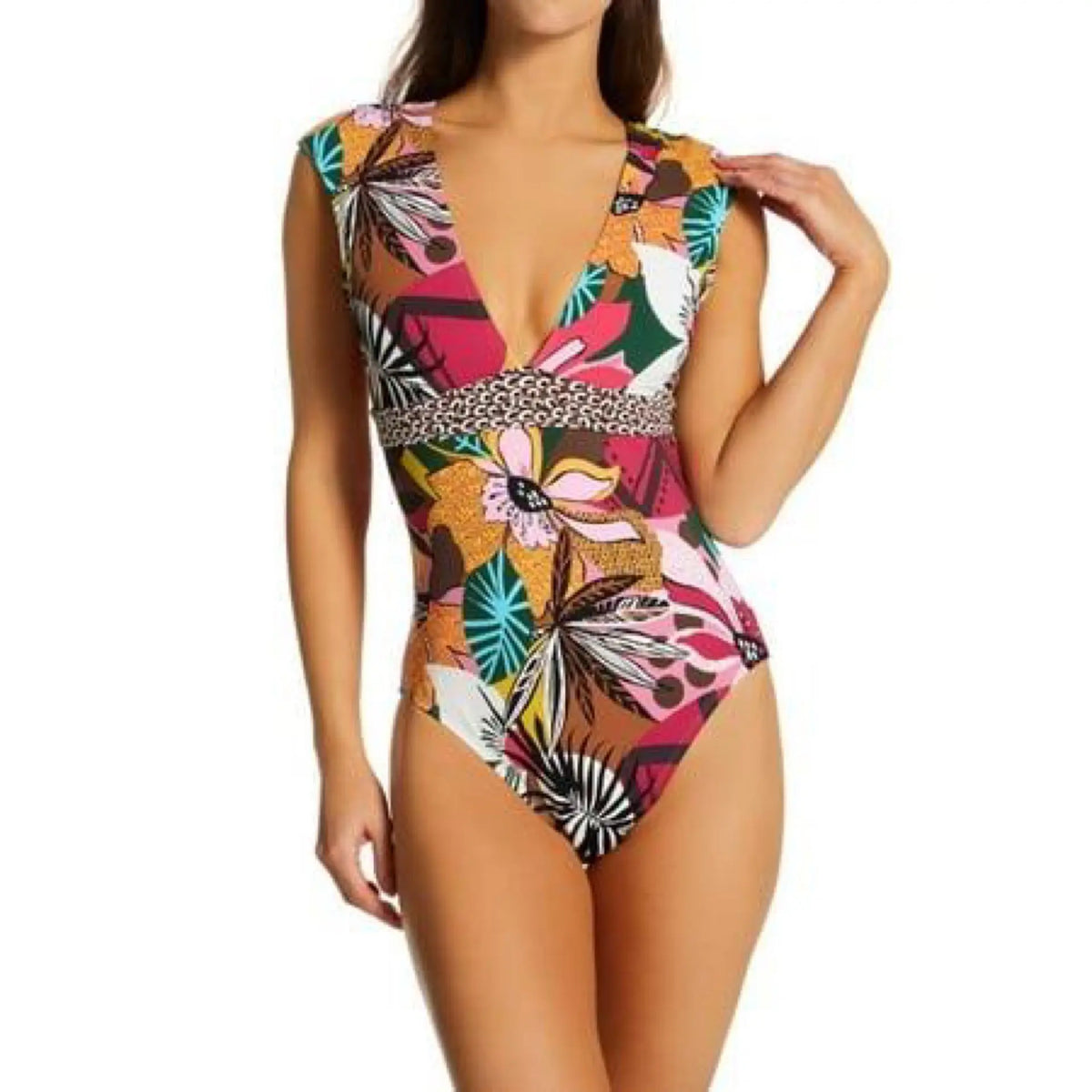 Bleu by Rod Beattie Printed Cap-Sleeve One-Piece Swimsuit Women's Swimsuit Bleu Rod