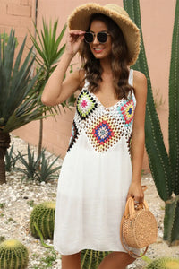 Geometric V-Neck Spaghetti Strap Cover Up Dress Trendsi