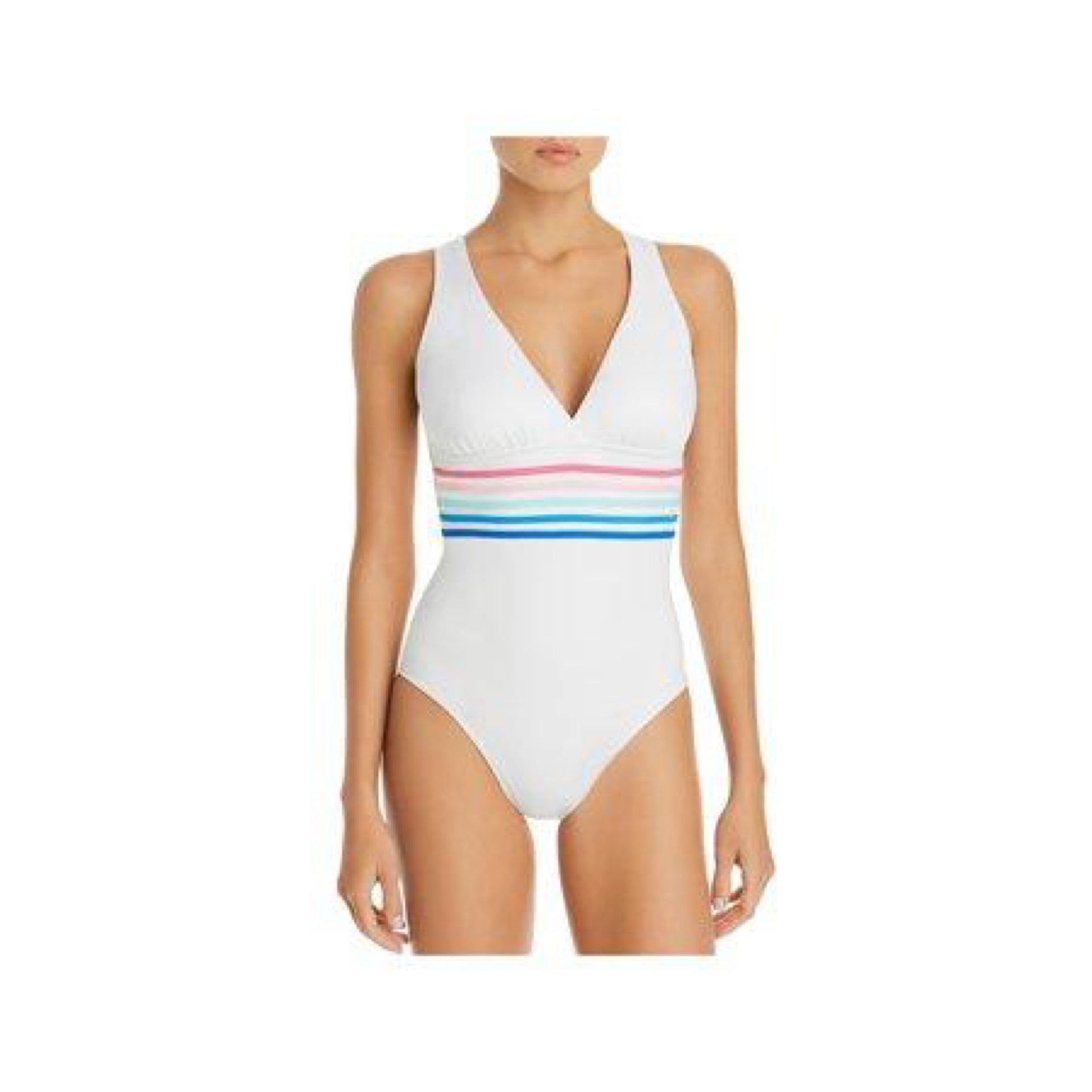 La Blanca Womens Spectrum Striped Strappy One-Piece Swimsuit