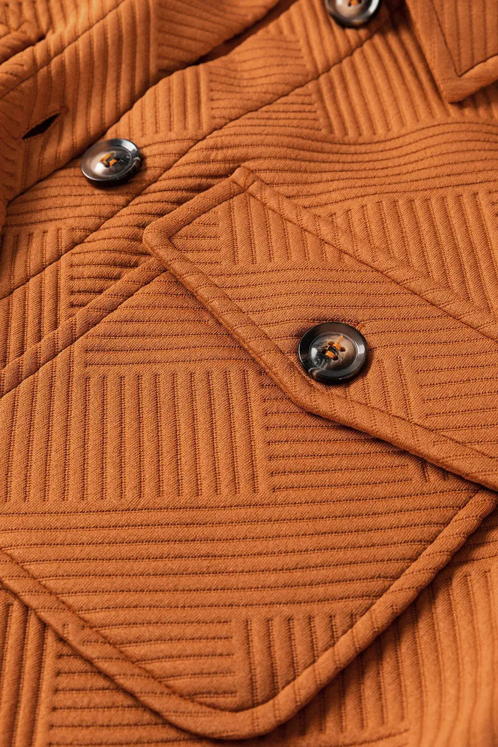 Textured Button Down Collared Neck Coat Trendsi