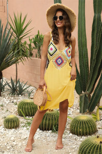 Geometric V-Neck Spaghetti Strap Cover Up Dress Trendsi