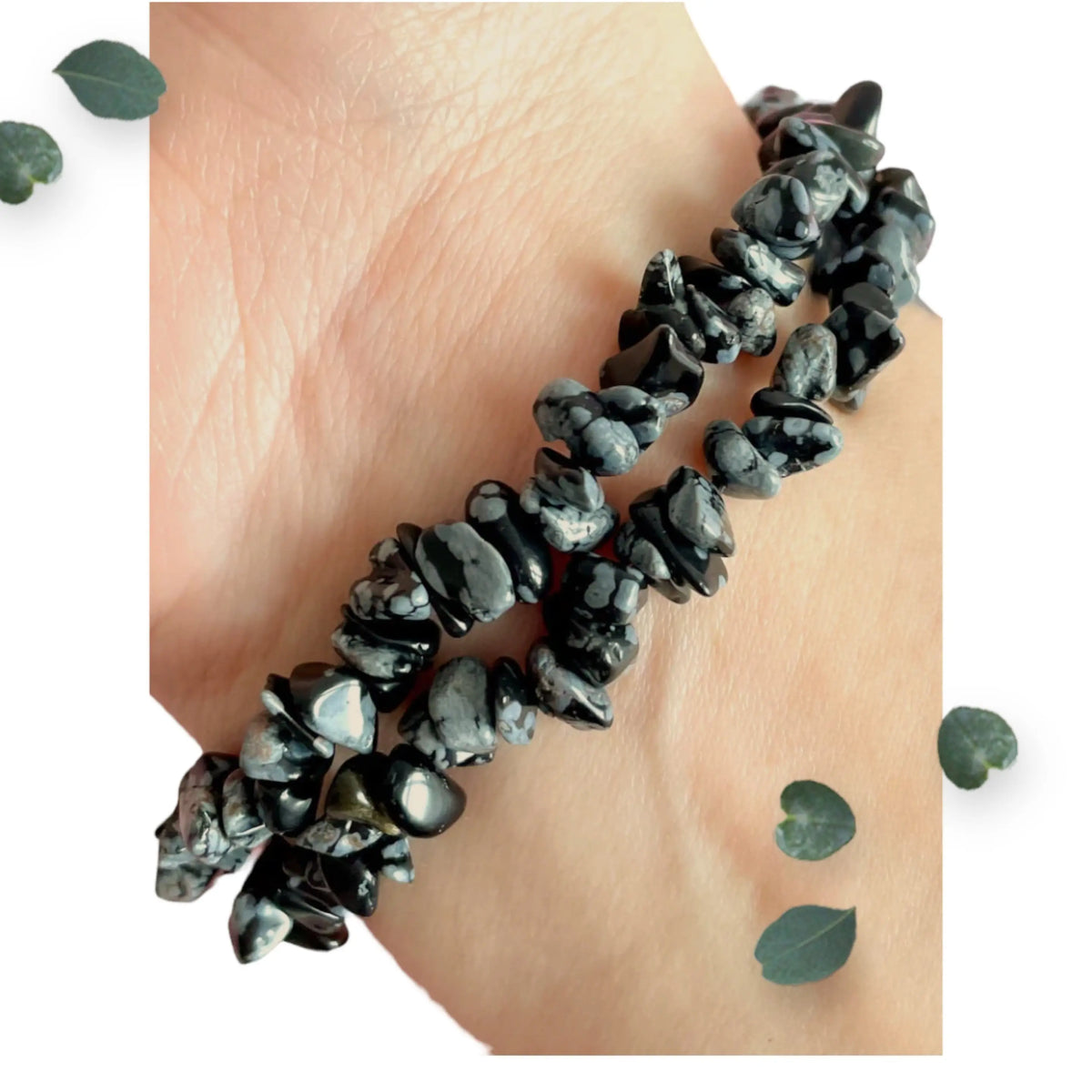 Snowflake Obsidian Chip Bracelet Makuwa Swim Wear