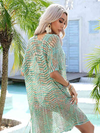 Multicolored Openwork Tassel Slit Cover-Up Trendsi