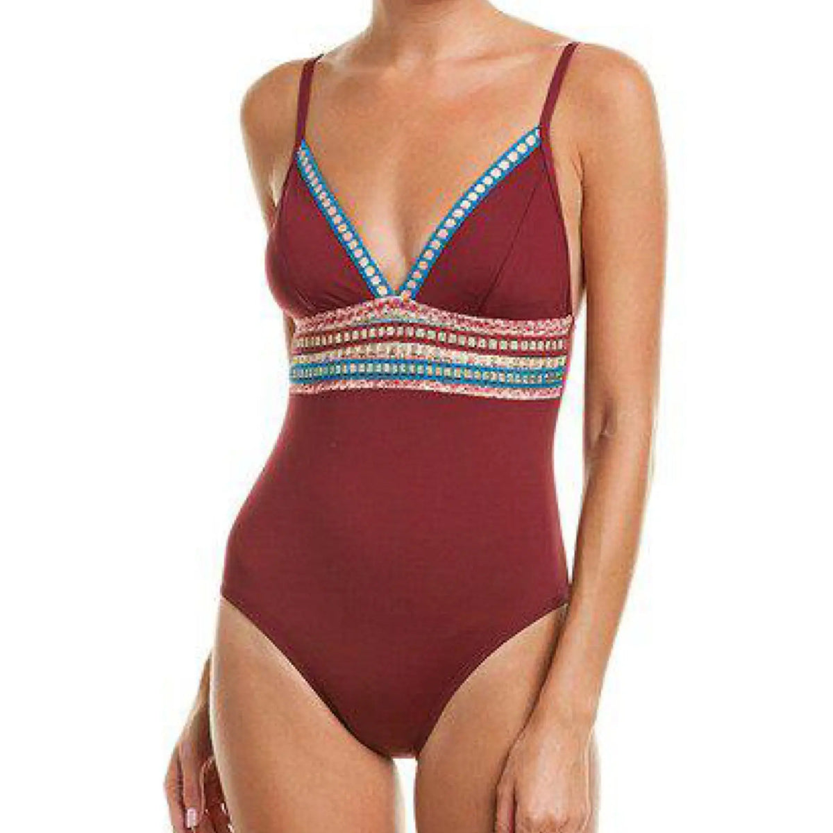 Women's La Blanca Running Stitch One-Piece Swimsuit, Size 10 La Blanca