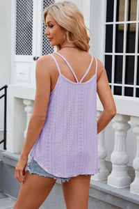 Eyelet Scoop Neck Spaghetti Strap Cami Trendsi
