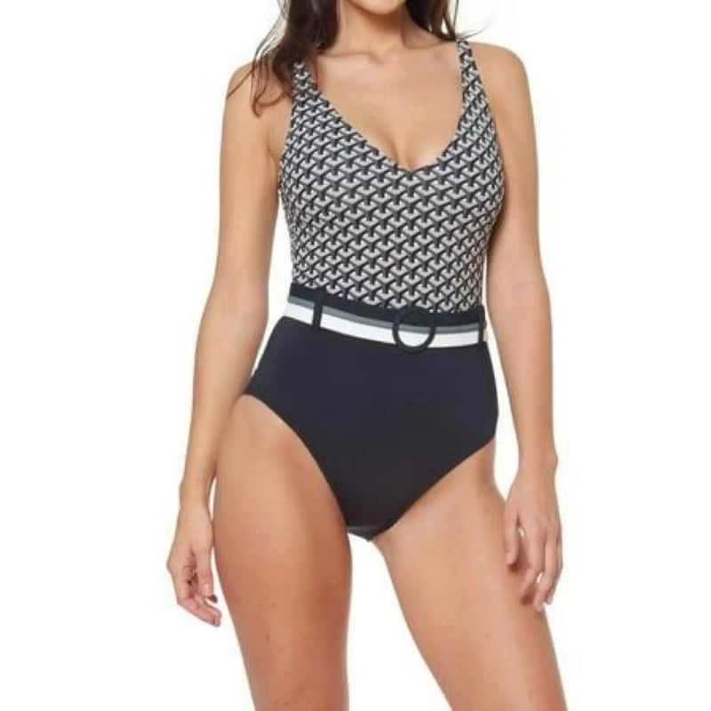 Women’s Bleu Rod Beattie Make It Modern Belted Tank One Piece Swimsuit Bleu Rod