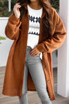 Textured Button Down Collared Neck Coat Trendsi