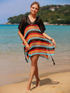 Cutout Striped Cover-Up with Tassel Trendsi