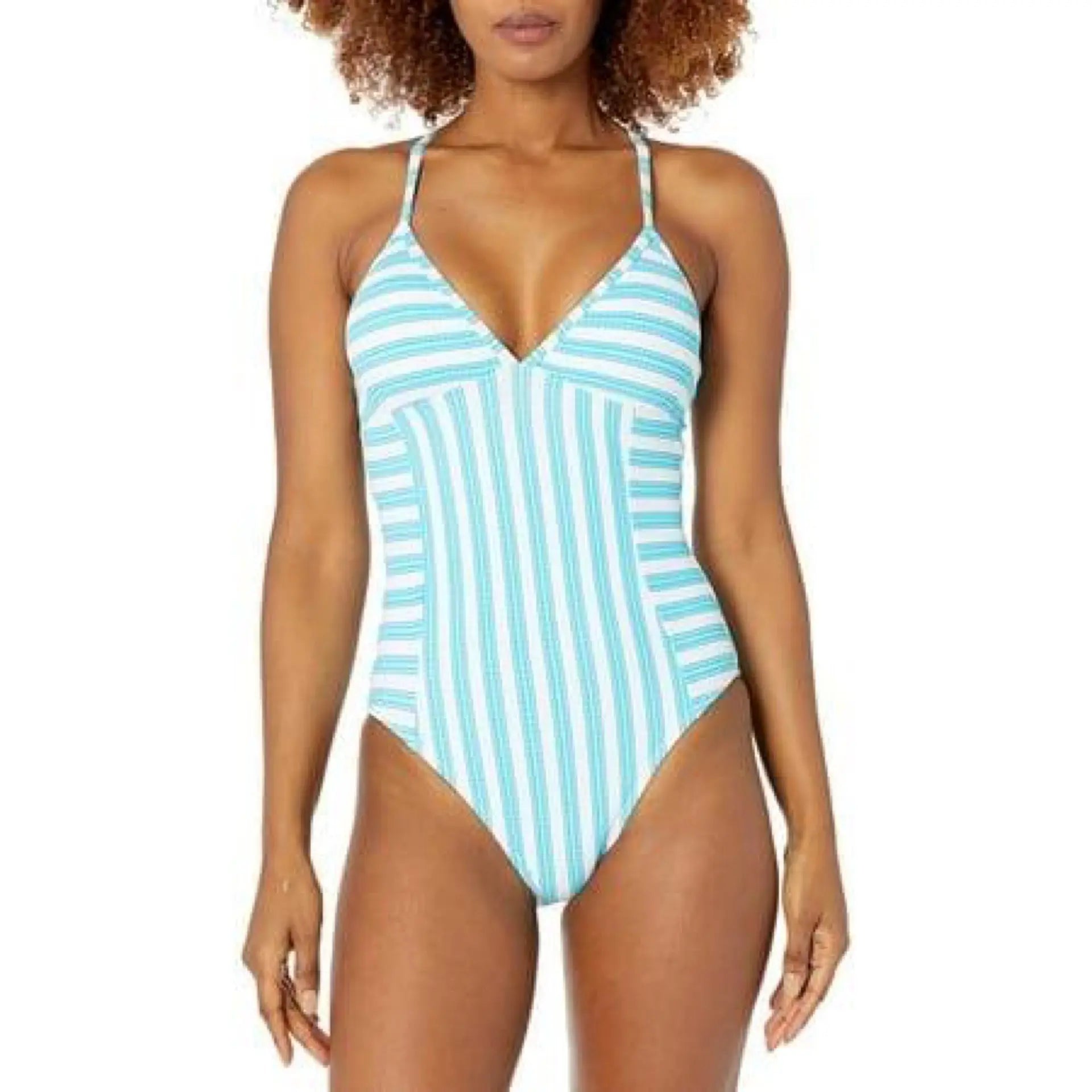 Splendid Womens Horizon Line One Piece Swimsuit Blue Splendid