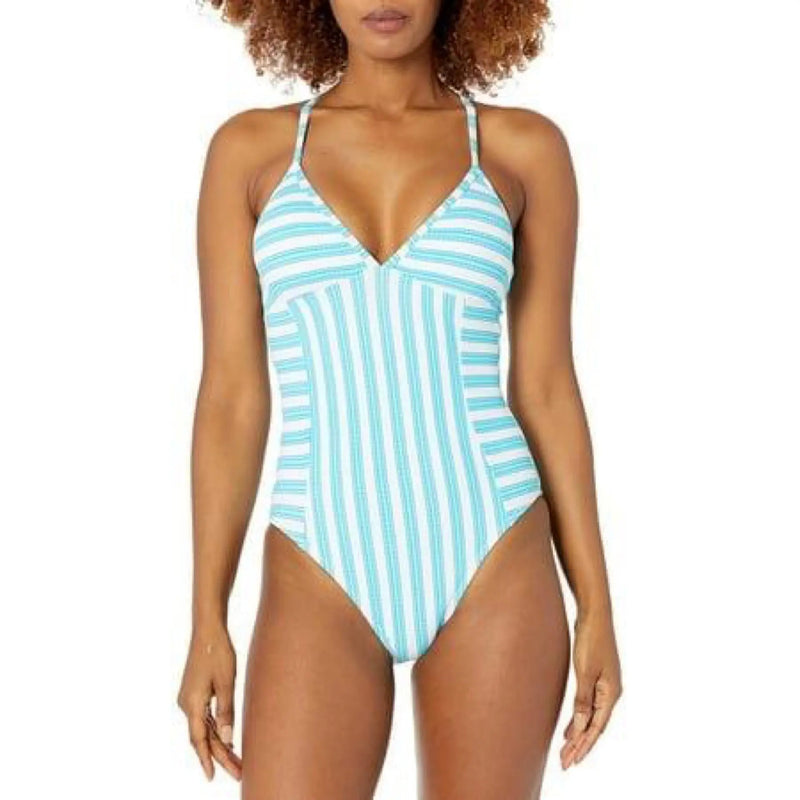 Splendid Womens Horizon Line One Piece Swimsuit Blue Splendid