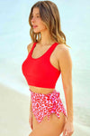 Two-Tone Tied Two-Piece Swimsuit Trendsi