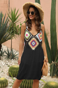 Geometric V-Neck Spaghetti Strap Cover Up Dress Trendsi