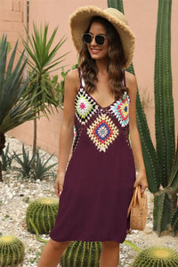 Geometric V-Neck Spaghetti Strap Cover Up Dress Trendsi