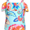La Blanca Kids' Breezy Ruffle Off the Shoulder One-Piece Swimsuit in Multi UPF 50 Hobie Girls